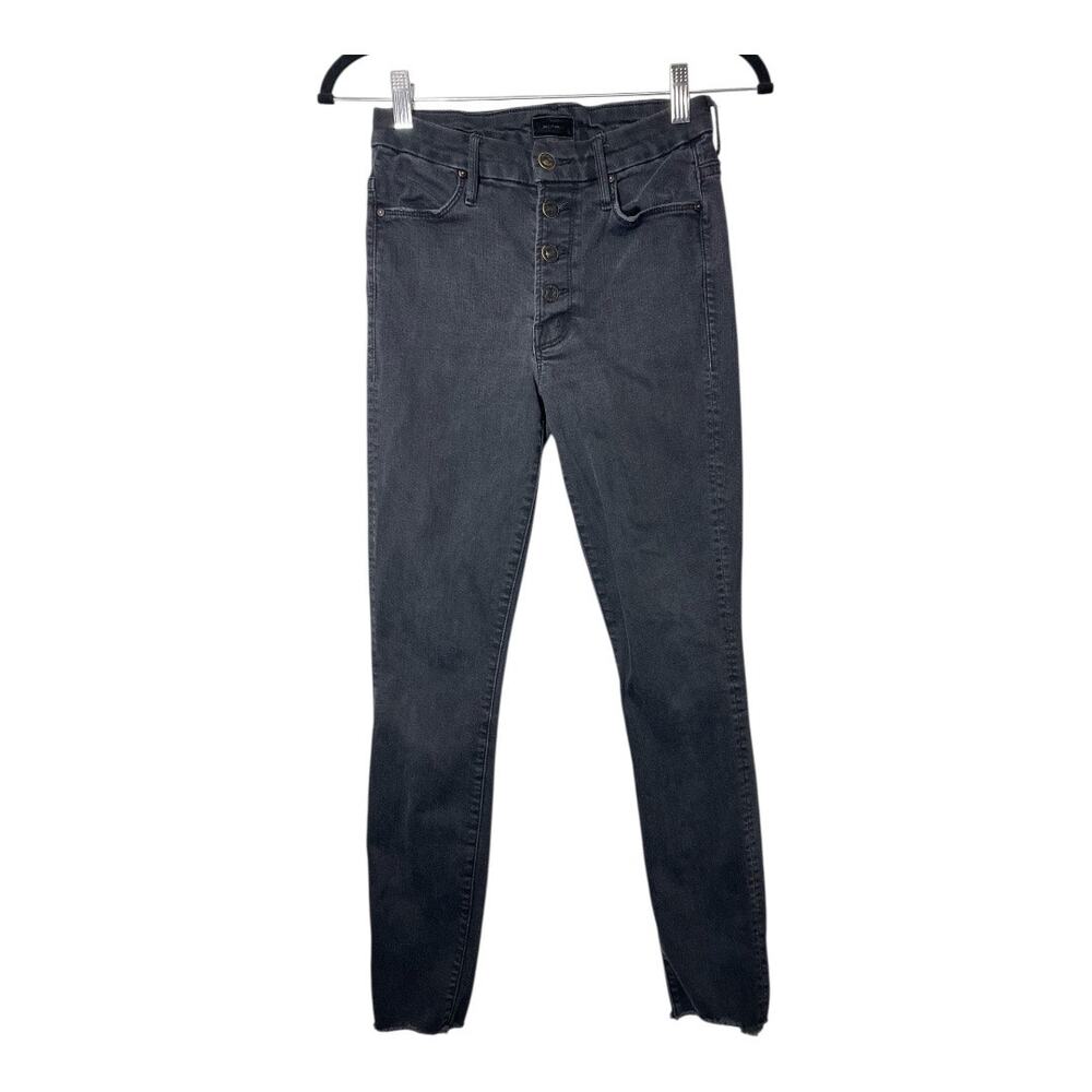 Mother Button Fly 26 Skinny Jeans Black The Pixie Ankle Fray Not Guilty